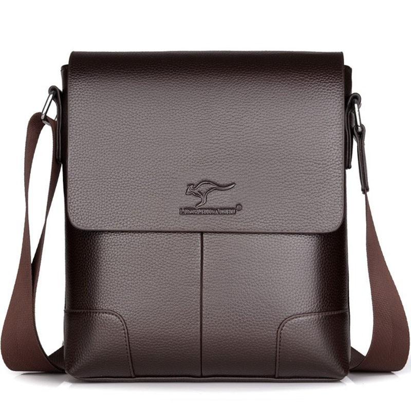 กระเป๋าสะพายข้างหนังแท้สำหรับผู้ชายความจุขนาดใหญ่แฟชั่นย้อนยุค