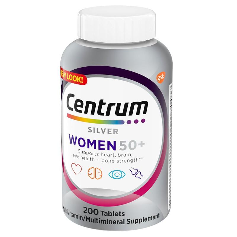 Centrum ซิลเวอร์ วีเมนส์ มัลติวิตามิน สำหรับผู้หญิงอายุ 50 ปีขึ้นไป พร้อมวิตามินดี 3 วิตามินบี - 200 เม็ด