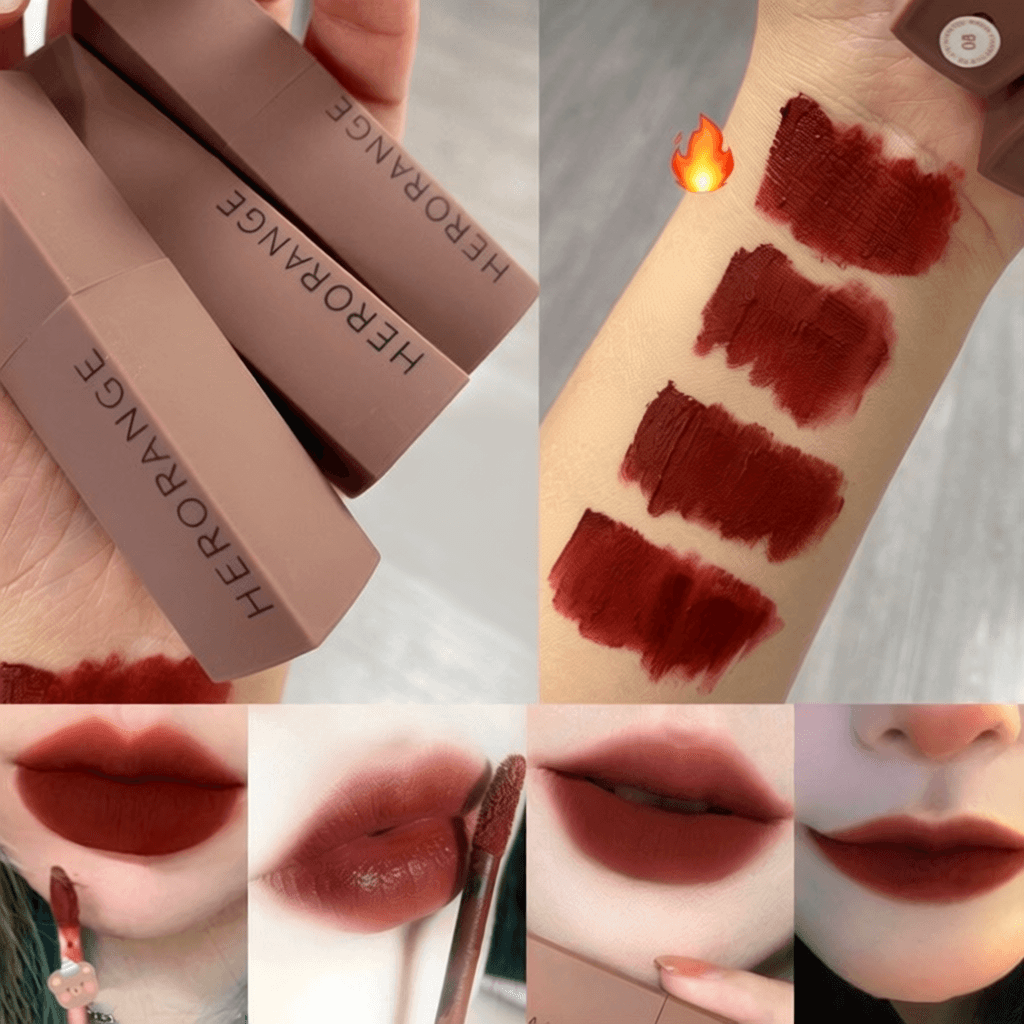 M223 Herorange ลิปทินท์ เนื้อแมตต์ กํามะหยี่ สีนู้ด ธรรมชาติ กันน้ำ ติดทน