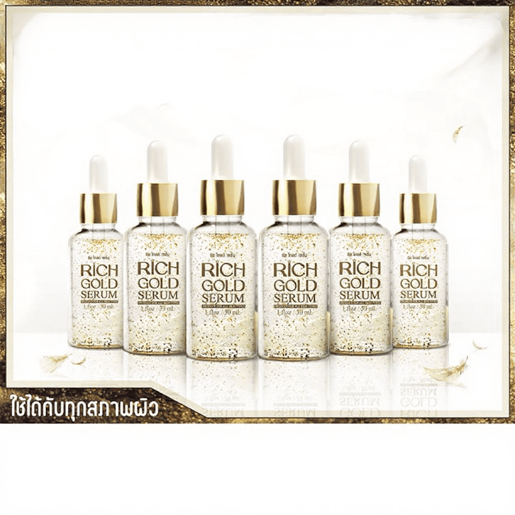 เซรั่ม Rich Gold ผสมทองคำแท้ 24K ลดเลือนจุดด่างดำ ผิวเนียนนุ่มกระจ่างใส 30 มล. จำนวน 1 ขวด/3 ขวด/6 ขวด