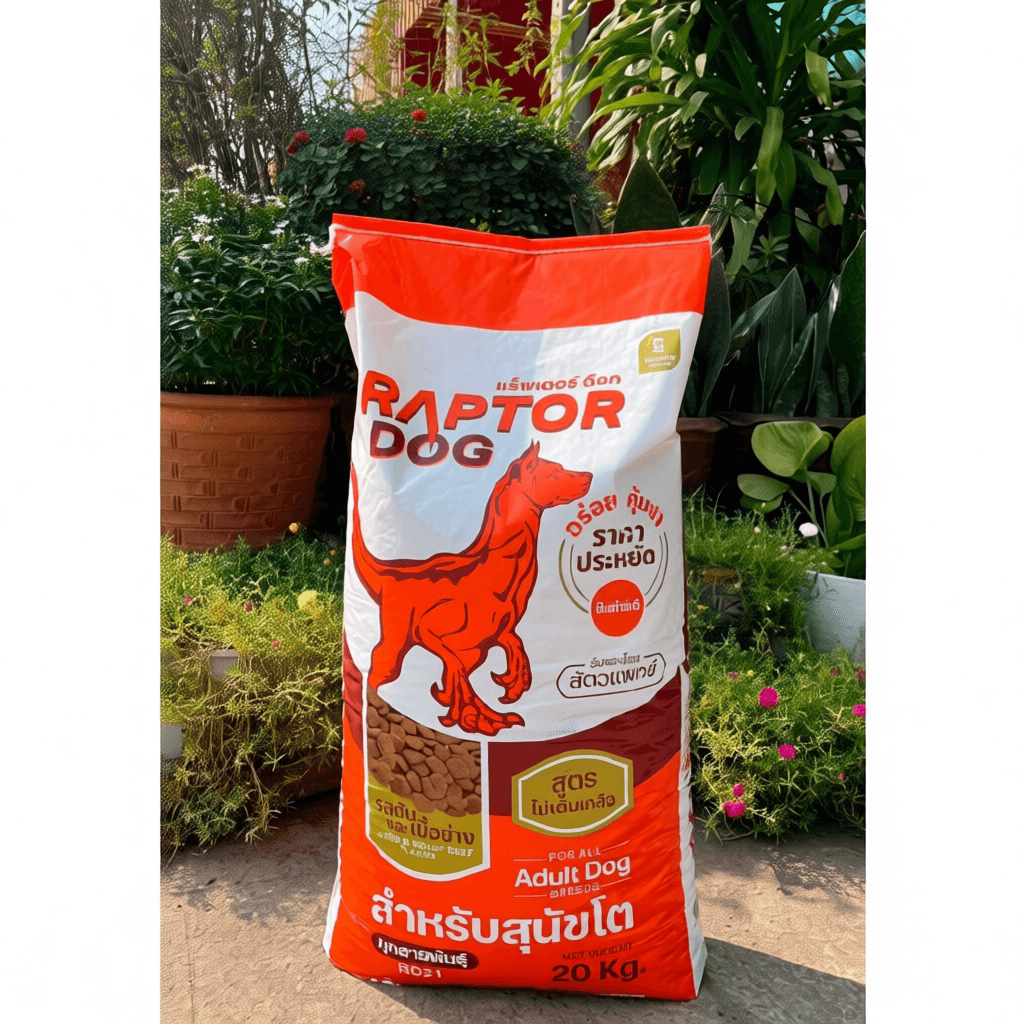 Raptor Dog อาหารสุนัขโต รสตับและเนื้อย่าง 20 กิโลกรัม ส่งฟรี บำรุงขนและผิว