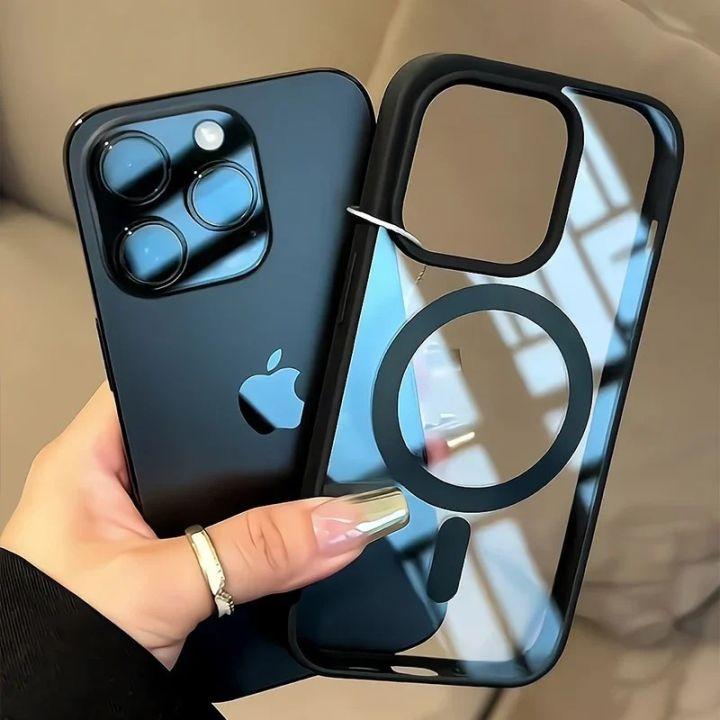 เคสโทรศัพท์ชาร์จไร้สายแบบแม่เหล็ก For iPhone 13 14 11 12 15 17 16 Pro Max XR X XS Max Magsafing Case เคสไอโฟน13 17 Air 16promax/14pro max/15pro max/12pro max 7 8 16 plus เคสกันกระแทกสำหรับชาร์จแม่เหล็กแบบแข็ง