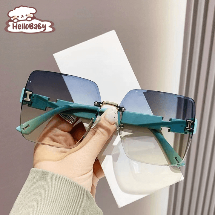 Helllobabyu แว่นกันแดดกรอบสี่เหลี่ยมแฟชั่นสำหรับผู้หญิงที่มีการป้องกัน UV375